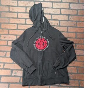 Element Black Full Zip Graphic Hoodie Earth Wind Water Fire Mens Size M